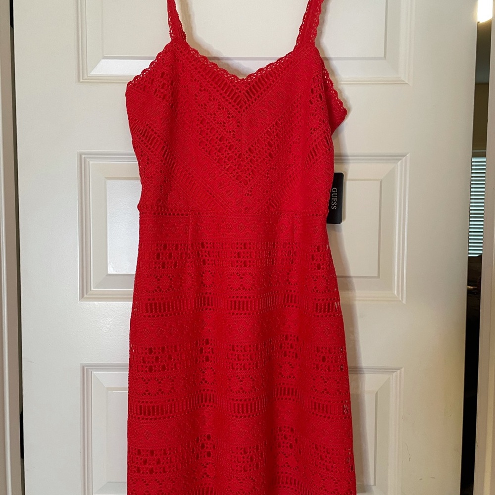 Guess lace overlay A line spaghetti dress